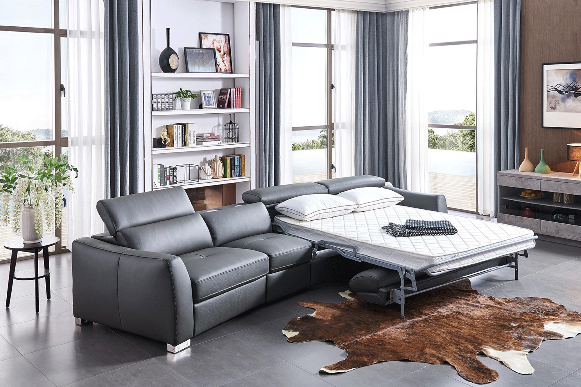 

                    
Buy Dark Grey Sectional w/Bed and Electric Recliner LHC Contemporary ESF 312
