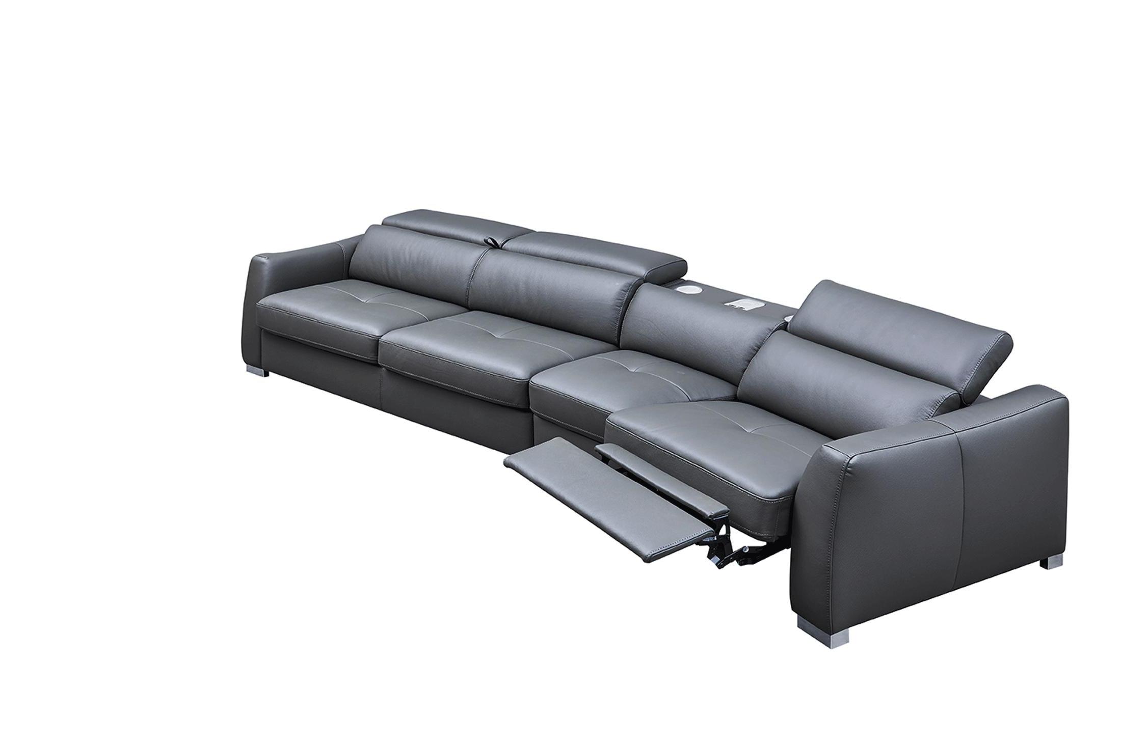 

    
Dark Grey Sectional w/Bed and Electric Recliner RHC Contemporary ESF 312
