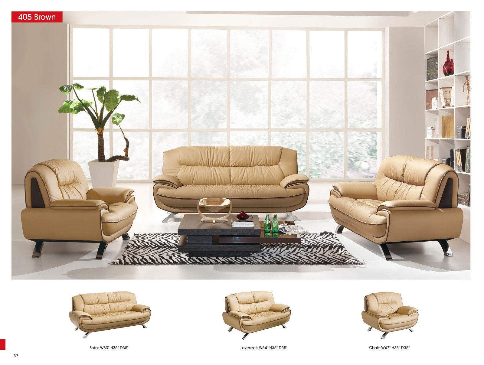 

    
ESF 405-2PC Beige Brown Italian Leather Sofa Set 2 Pcs Contemporary ESF 405
