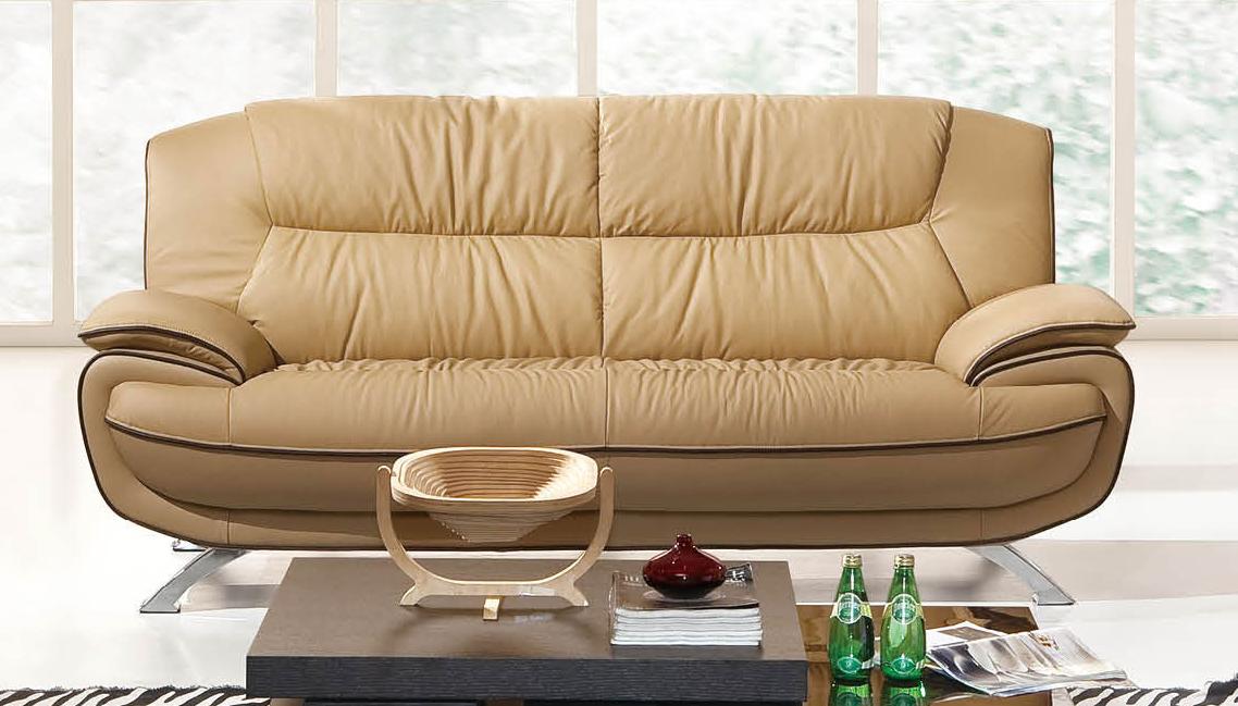 

    
Beige Brown Italian Leather Sofa Set 2 Pcs Contemporary ESF 405
