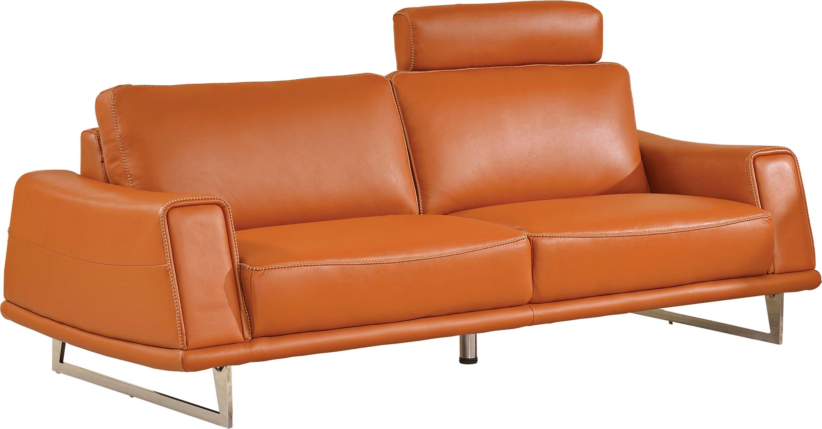 

    
ESF 531 Orange Top Grain Italian Leather Sofa Set 2Pcs With Head Support Modern
