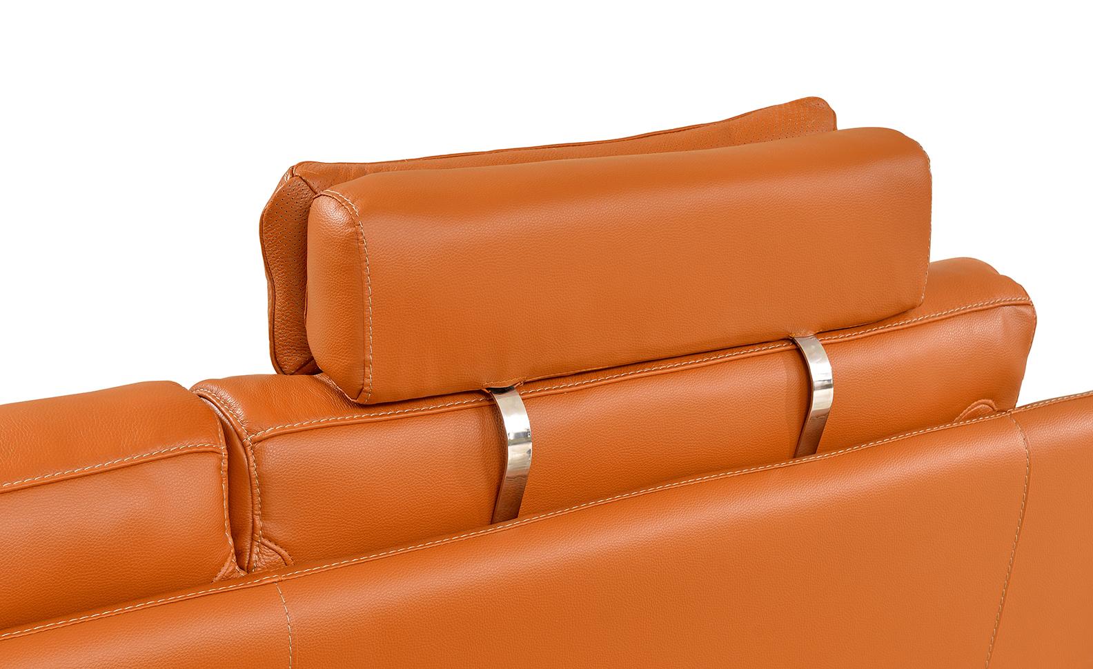 

    
Chic Orange Leather Sectional Sofa With Head Support Modern Contemporary ESF 533
