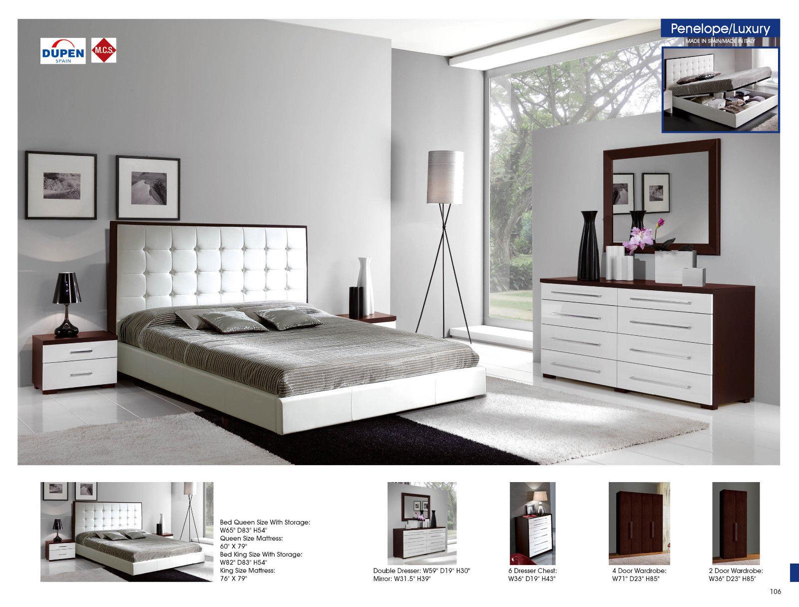 

    
ESF 622 Penelope/Luxury Combo White Leather Storage King Size Bedroom Set 5Pcs
