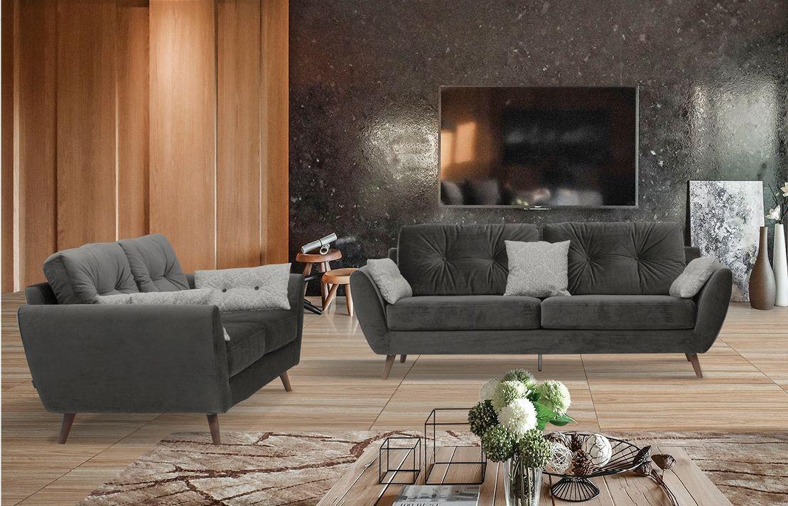 

    
ESF 707 Modern Chic Grey Fabric Living Room Sofa and Loveseat Set 2Pcs
