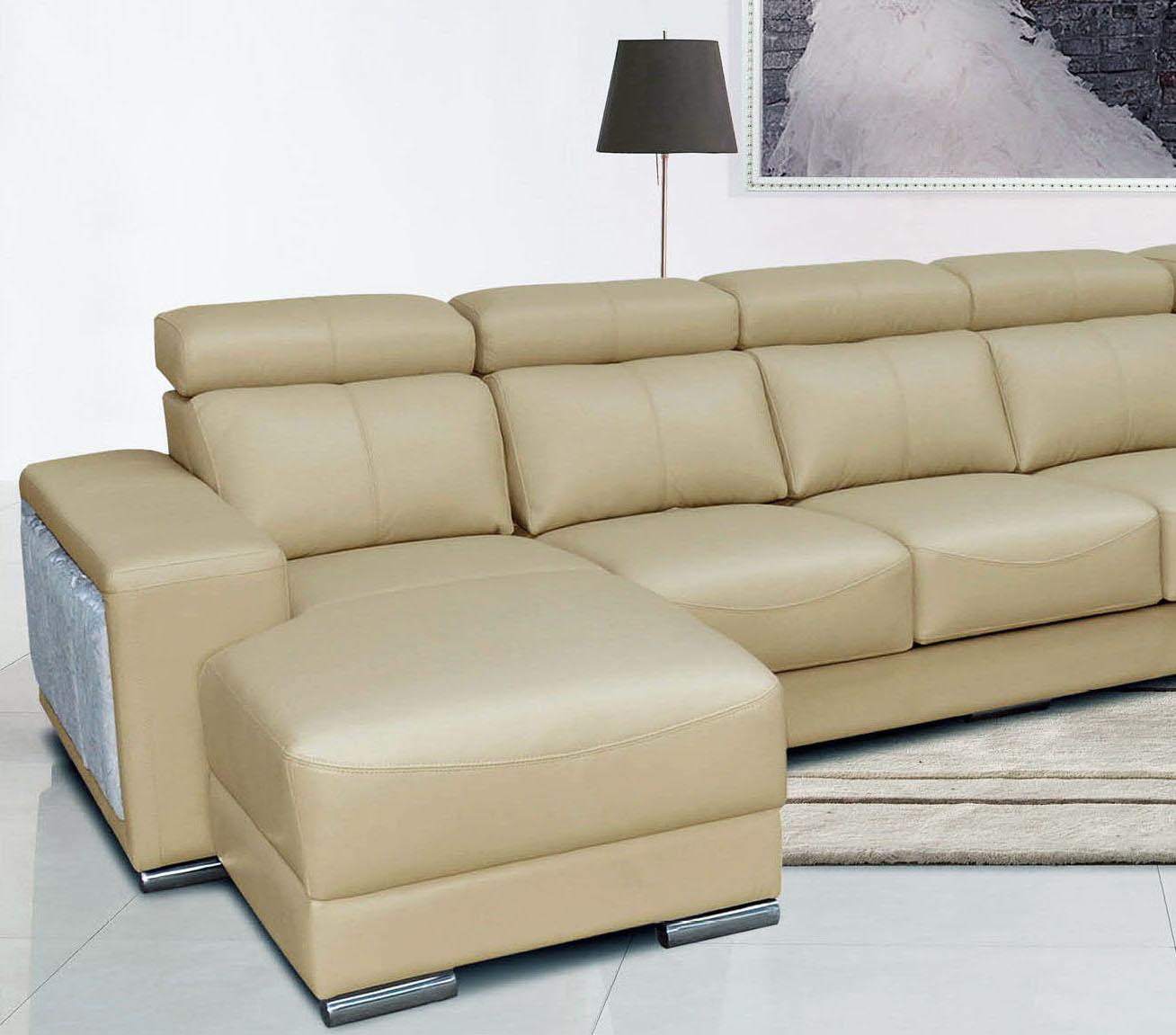 

    
Beige Top Grain Leather Sectional Sofa w/Sliding Seats Left Hand Chase ESF 8312
