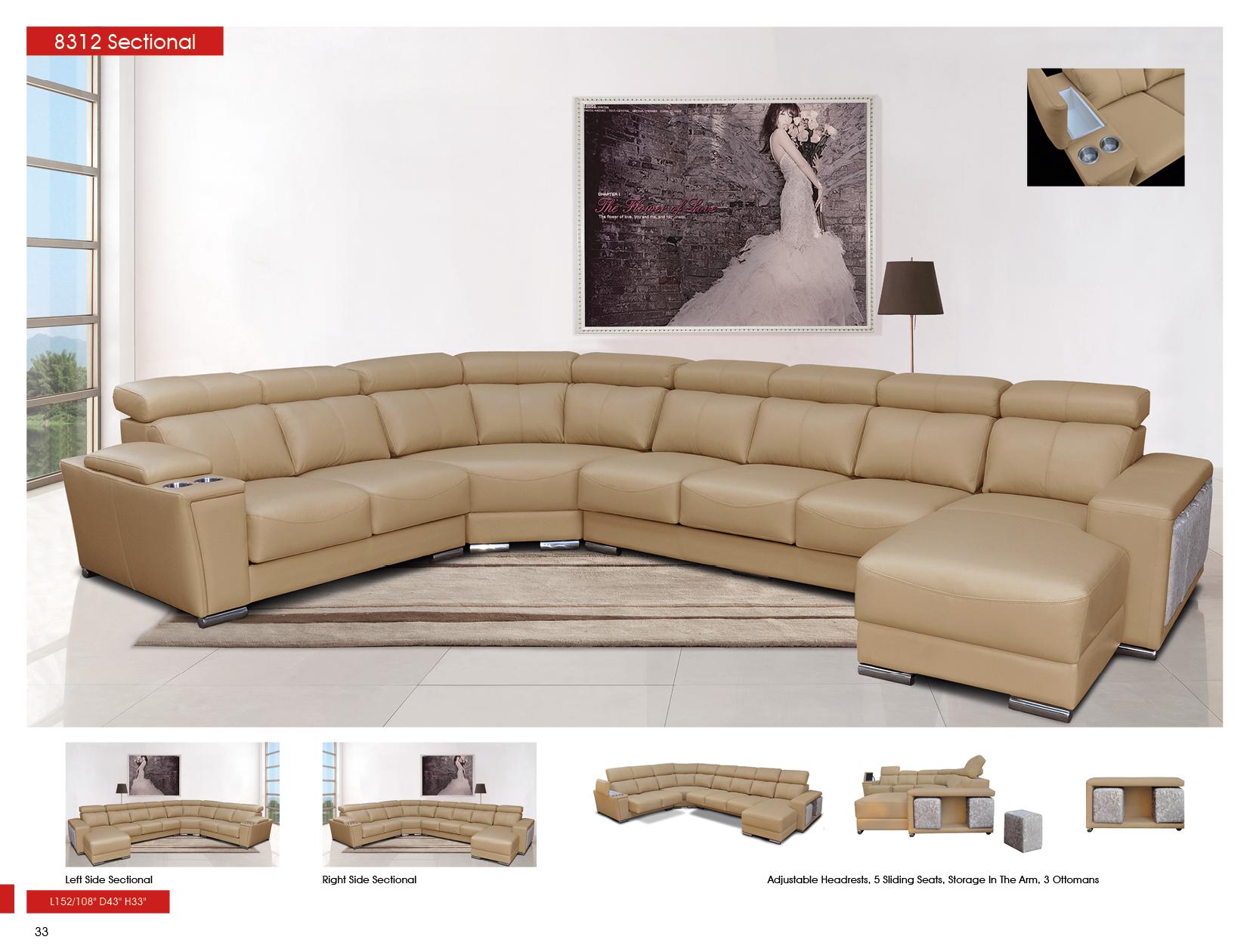 

    
8312SECTIONALLEFT Beige Top Grain Leather Sectional Sofa w/Sliding Seats Left Hand Chase ESF 8312
