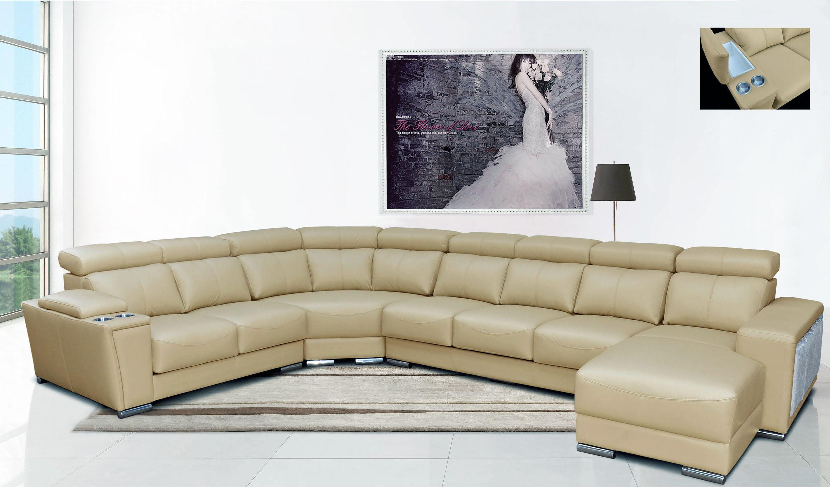 Contemporary Sectional Sofa 8312 8312SECTIONALRIGHT in Beige Leather