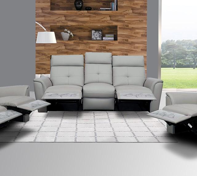 

    
Light Grey Italian Leather Manual Recliner Sofa Contemporary ESF 8501
