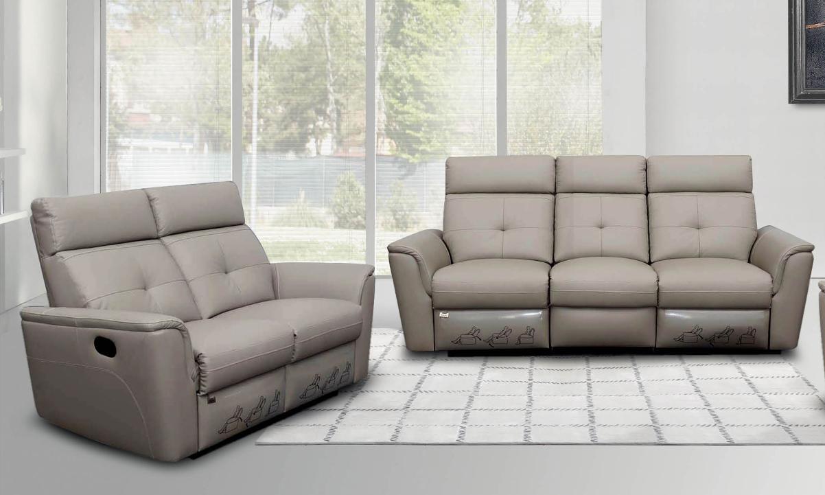 Contemporary Reclining Set 8501 ESF 8501-2PC in Light Gray Italian Leather