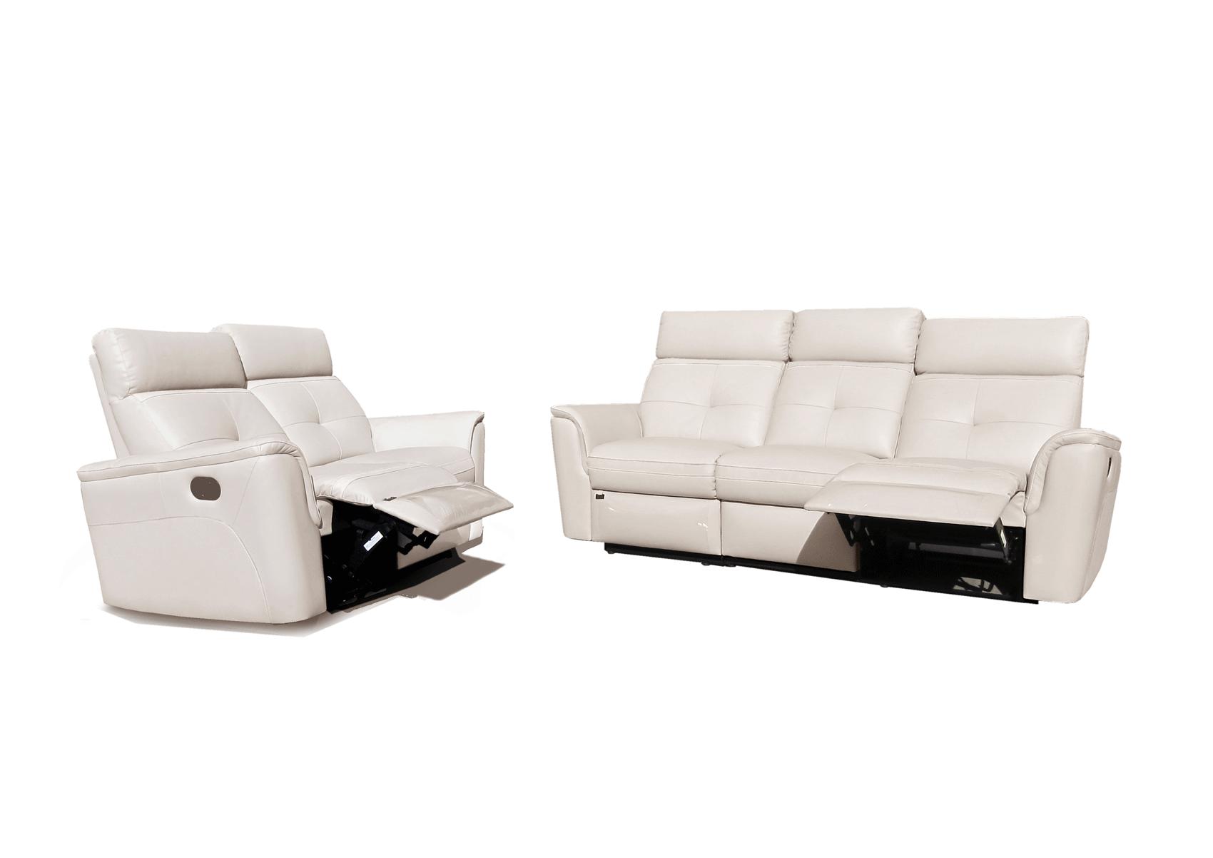 Contemporary Reclining Set 8501 ESF 8501W-2PC in White Italian Leather