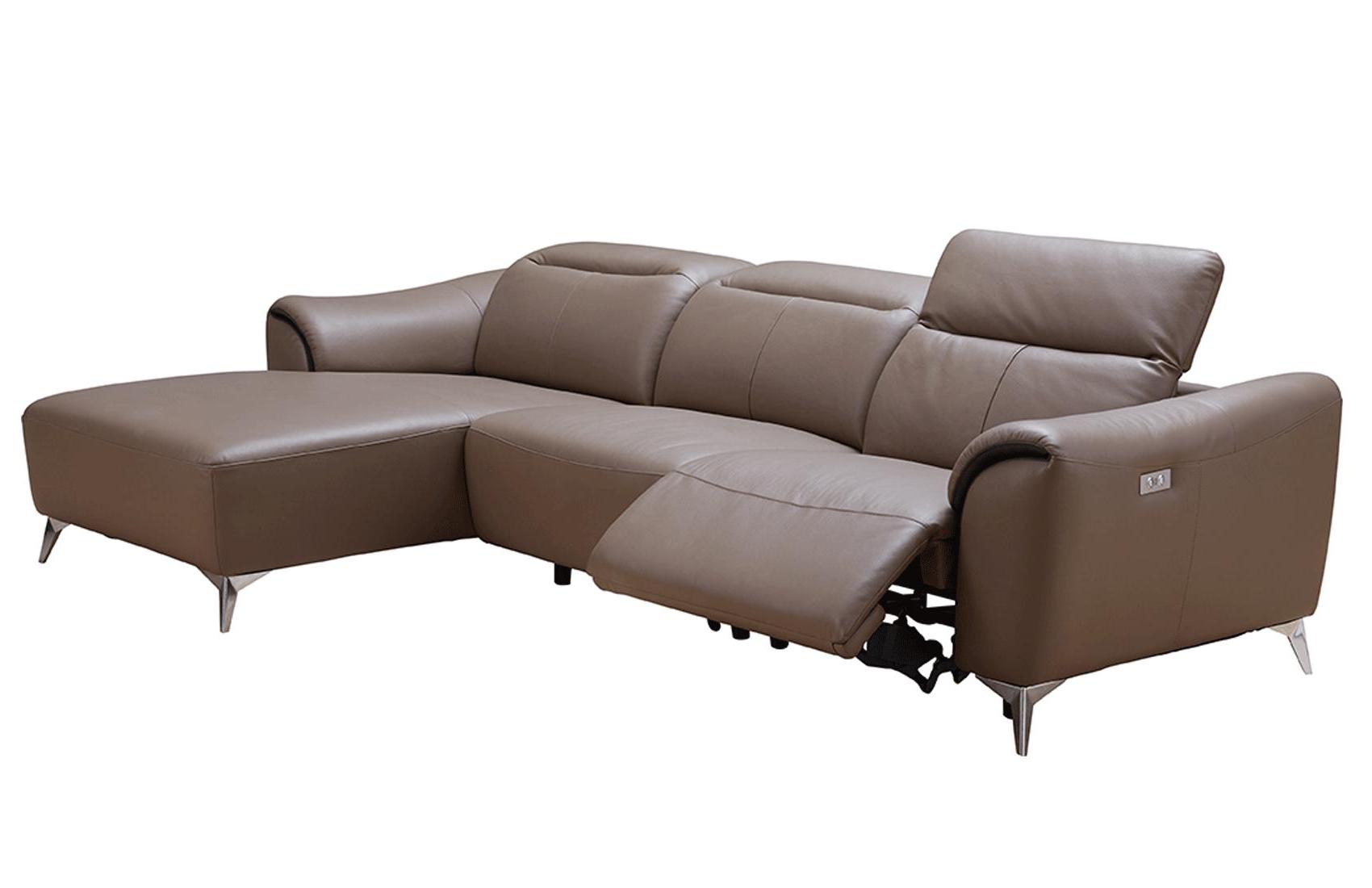 

    
Brown Top-grain Leather Electric Recliner Sectional Sofa Left Modern ESF 950
