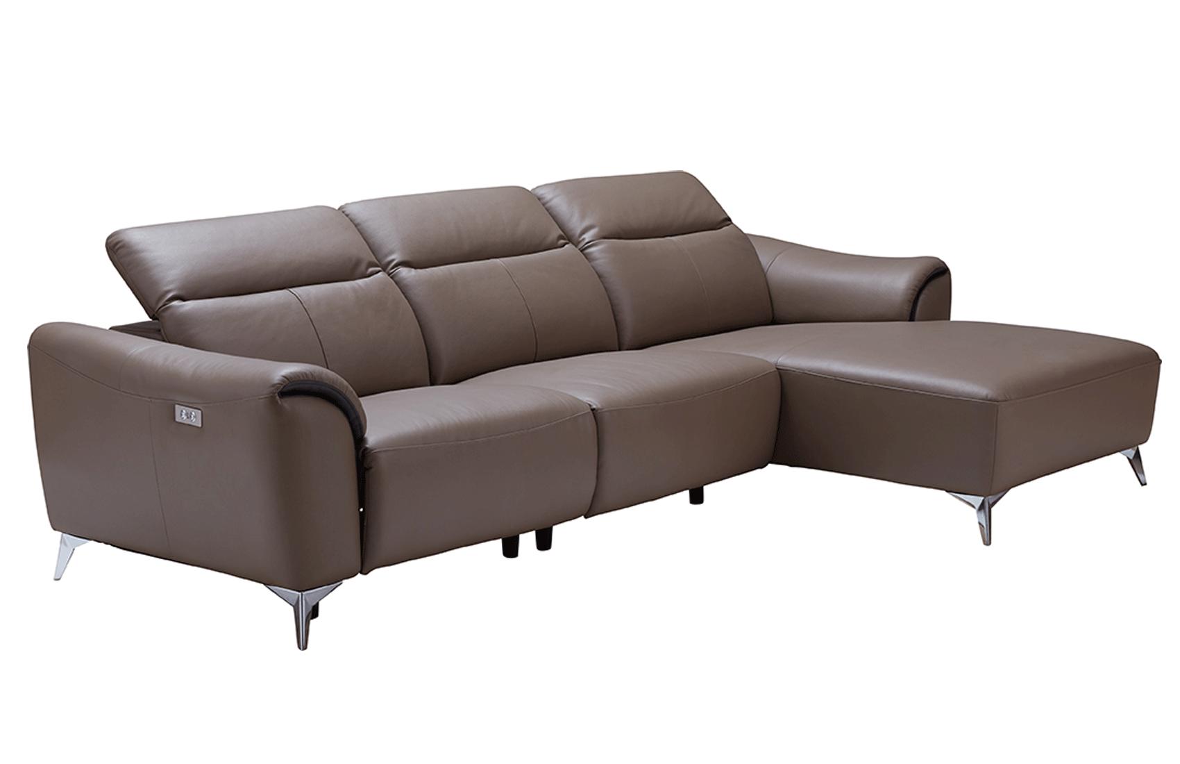 

    
Brown Top-grain Leather Electric Recliner Sectional Sofa Right Modern ESF 950
