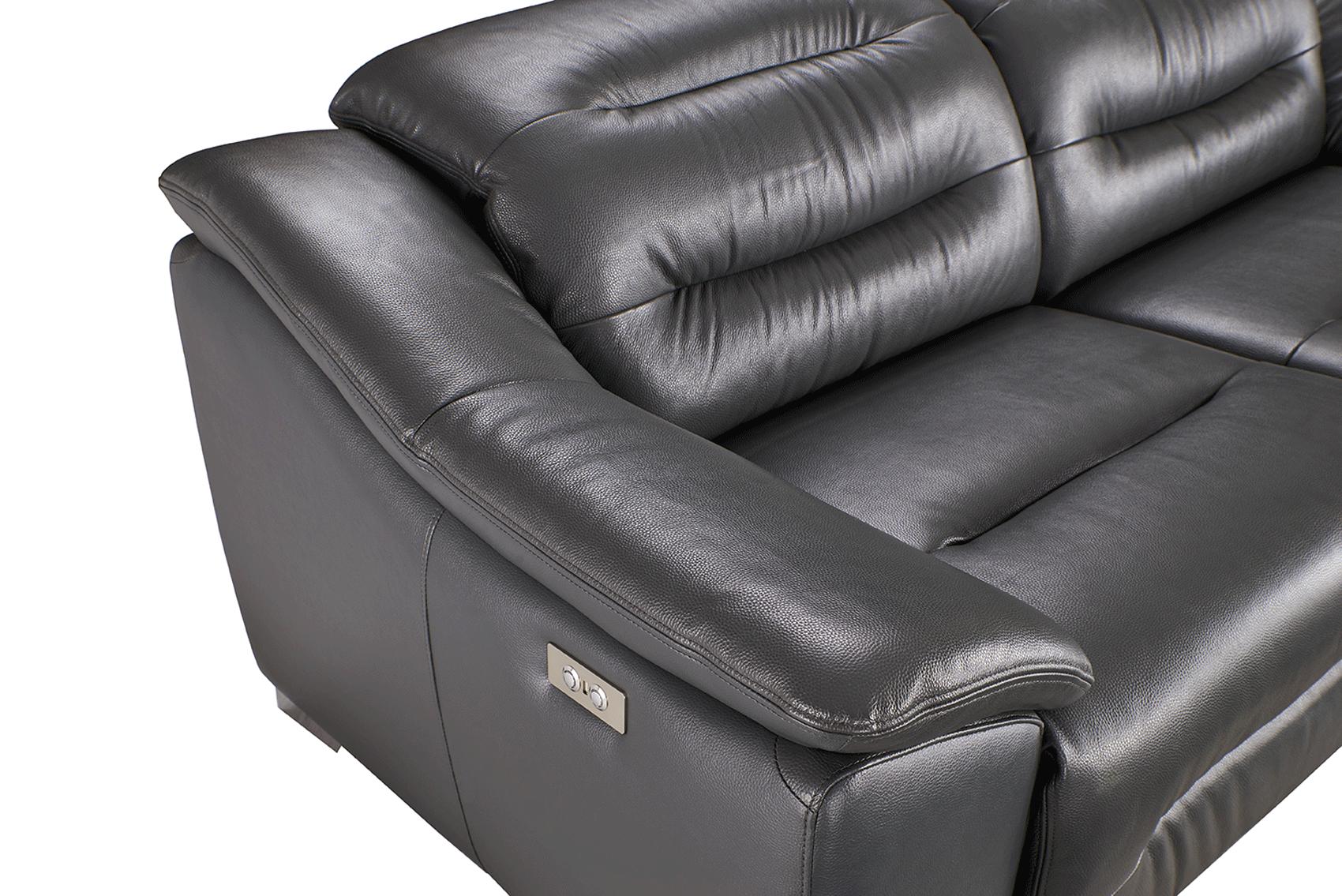 

    
Dark Grey Top-Grain Leather Electric Recliner Sofa Set 2Pcs Contemporary ESF 972
