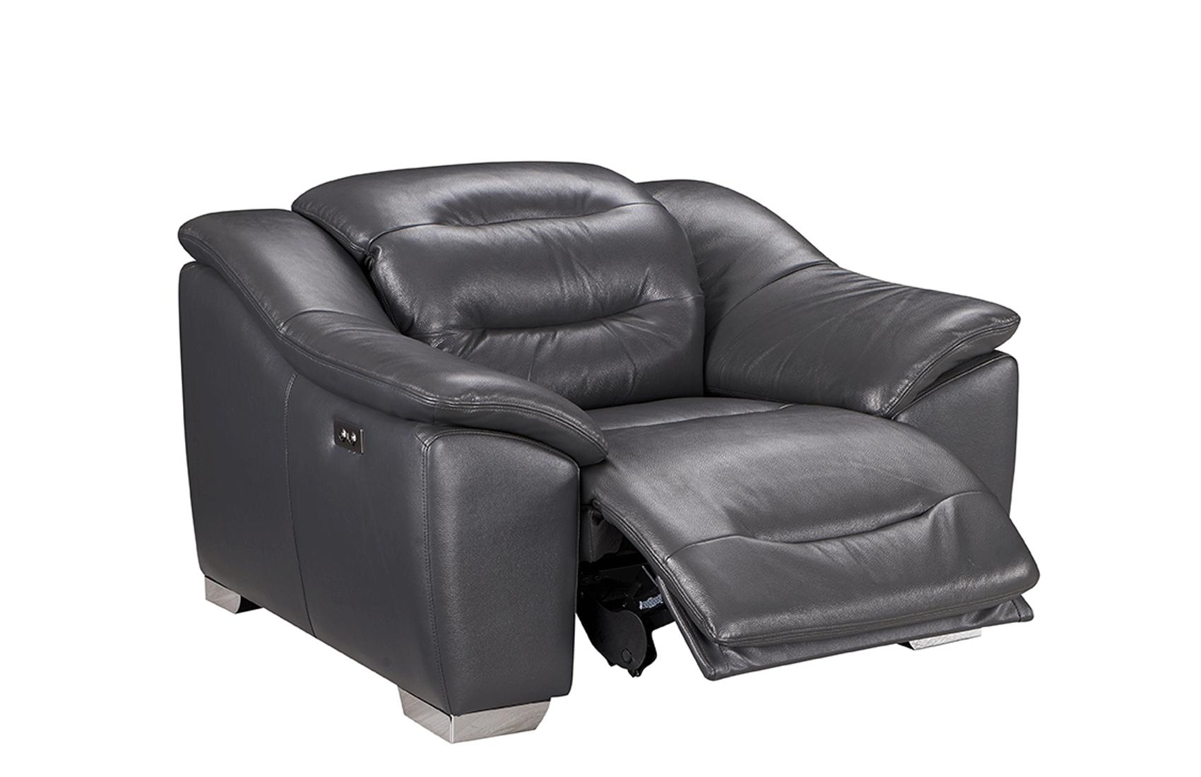 

    
 Shop  Dark Grey Top-Grain Leather Electric Recliner Sofa Set 3Pcs Contemporary ESF 972
