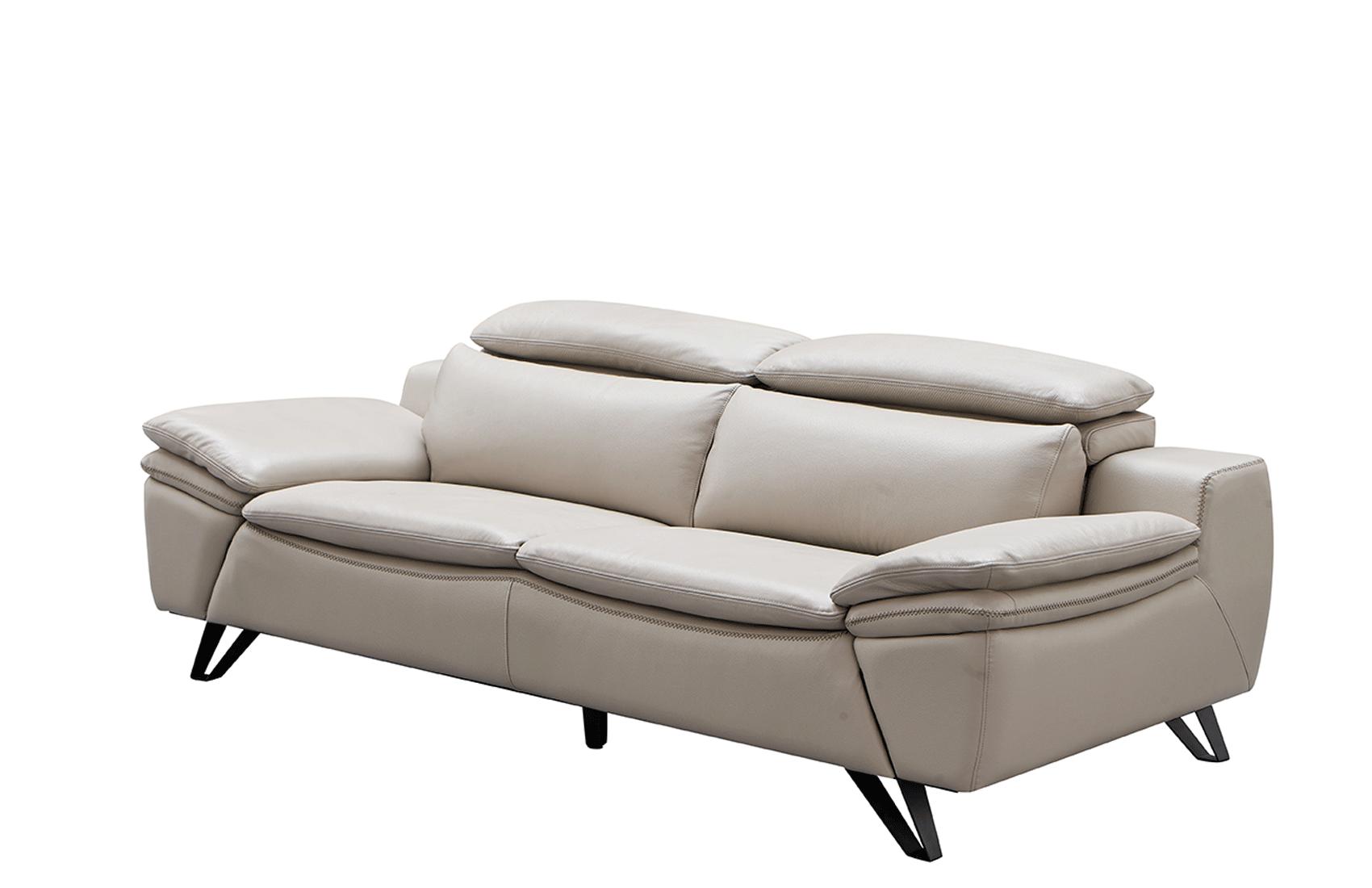 

    
Light Grey Top-Grain Leather Sofa W/ Adjustable Headrests Contemporary ESF 973
