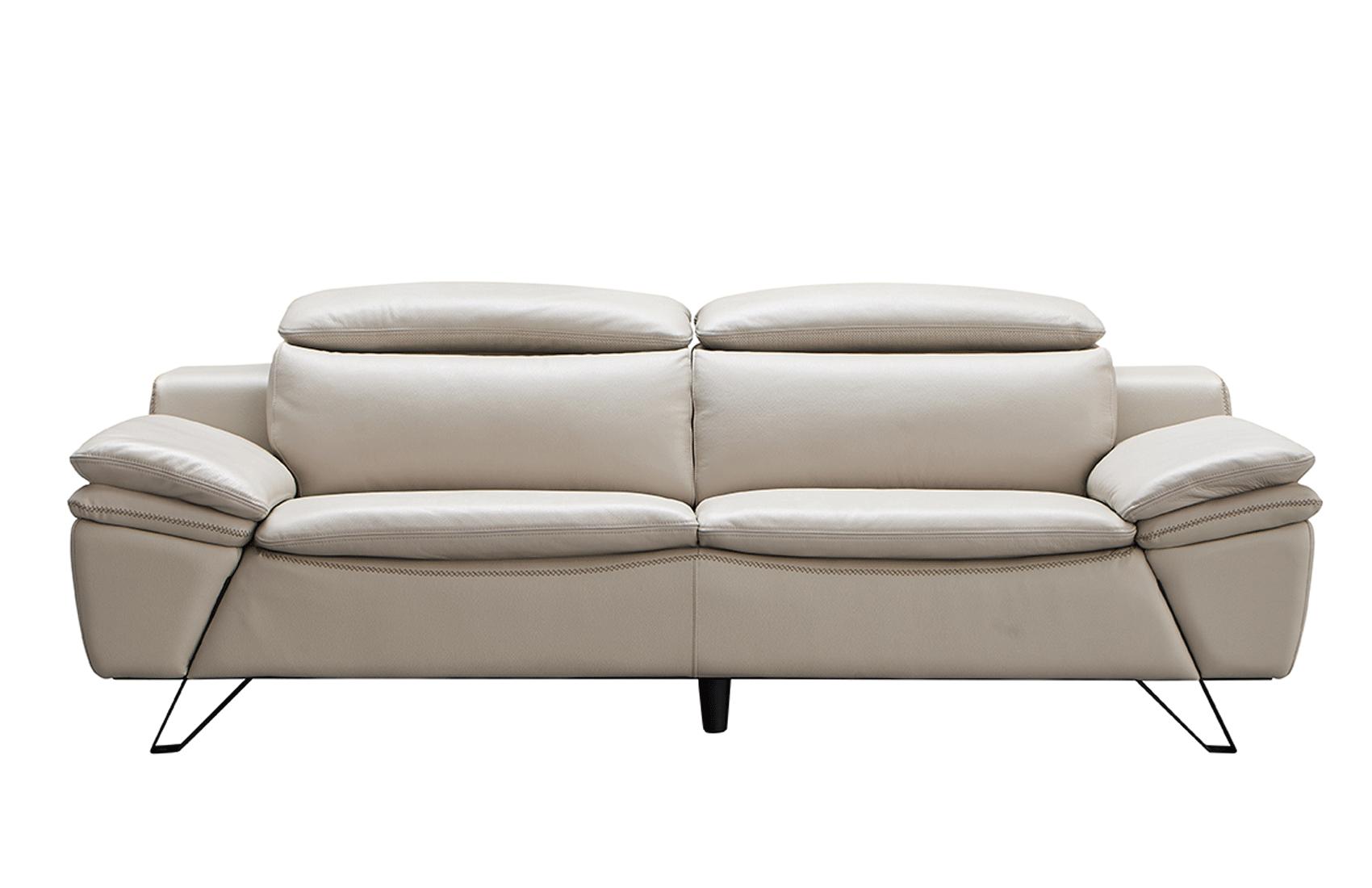 

    
Light Grey Top-Grain Leather Sofa W/ Adjustable Headrests Contemporary ESF 973
