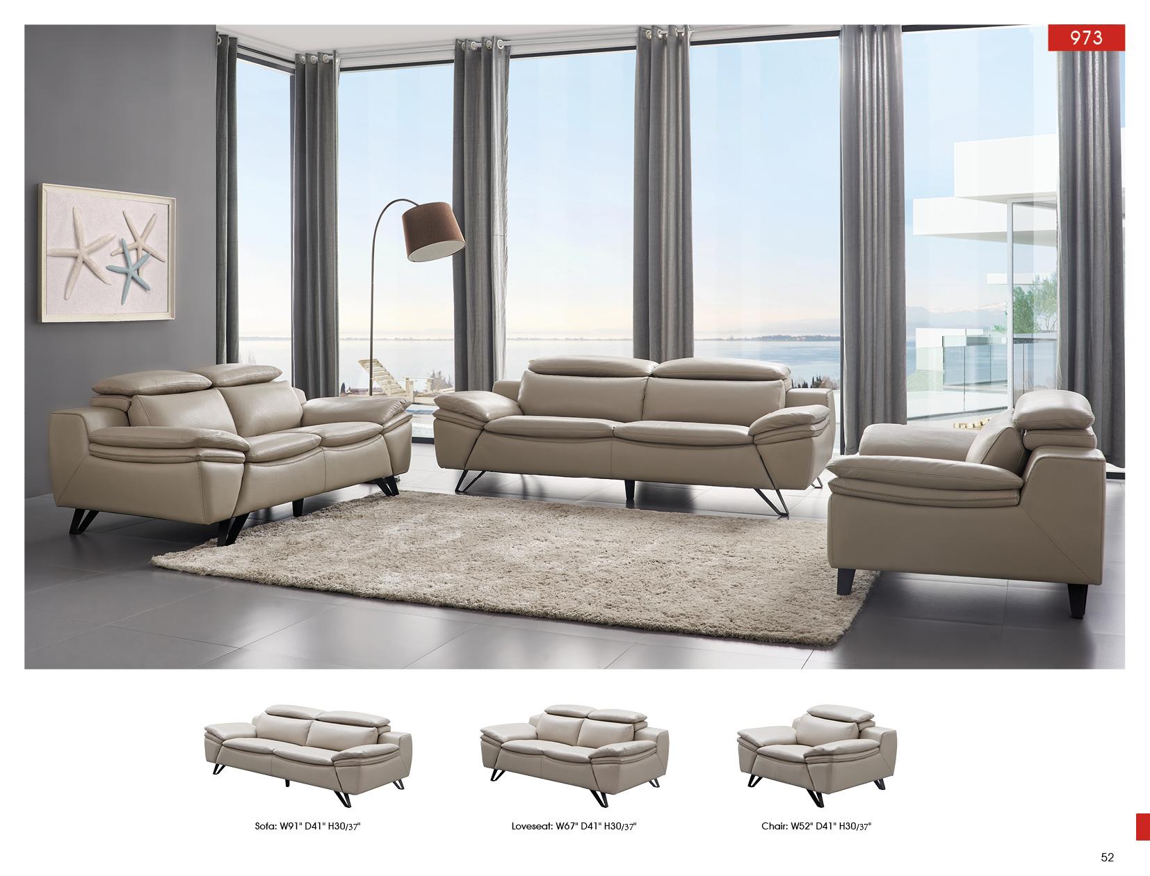 

    
 Order  Light Grey Top-Grain Leather Sofa & Loveseat 2Pcs w/ Adjustable Headrests Contemporary ESF 973
