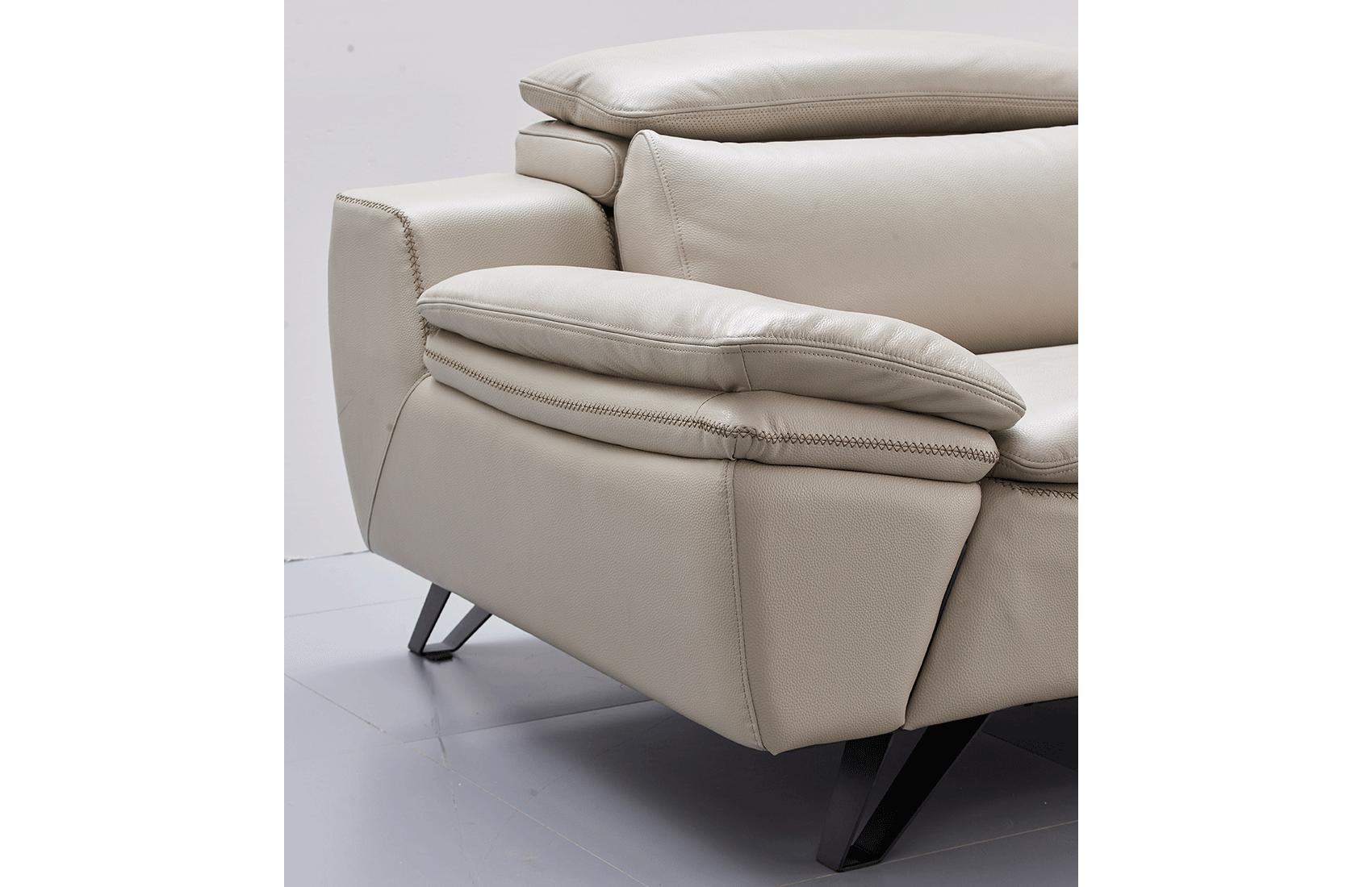 

    
 Order  Light Grey Top-Grain Leather Sofa Set 3Pcs W/ Adjustable Headrests Contemporary ESF 973
