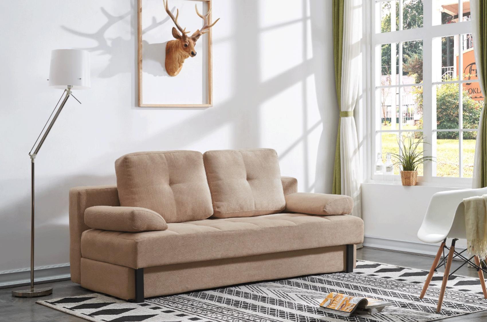 

    
ESF 98 Contemporary Beige Fabric 3 Seat Sofa-bed Modern Chic
