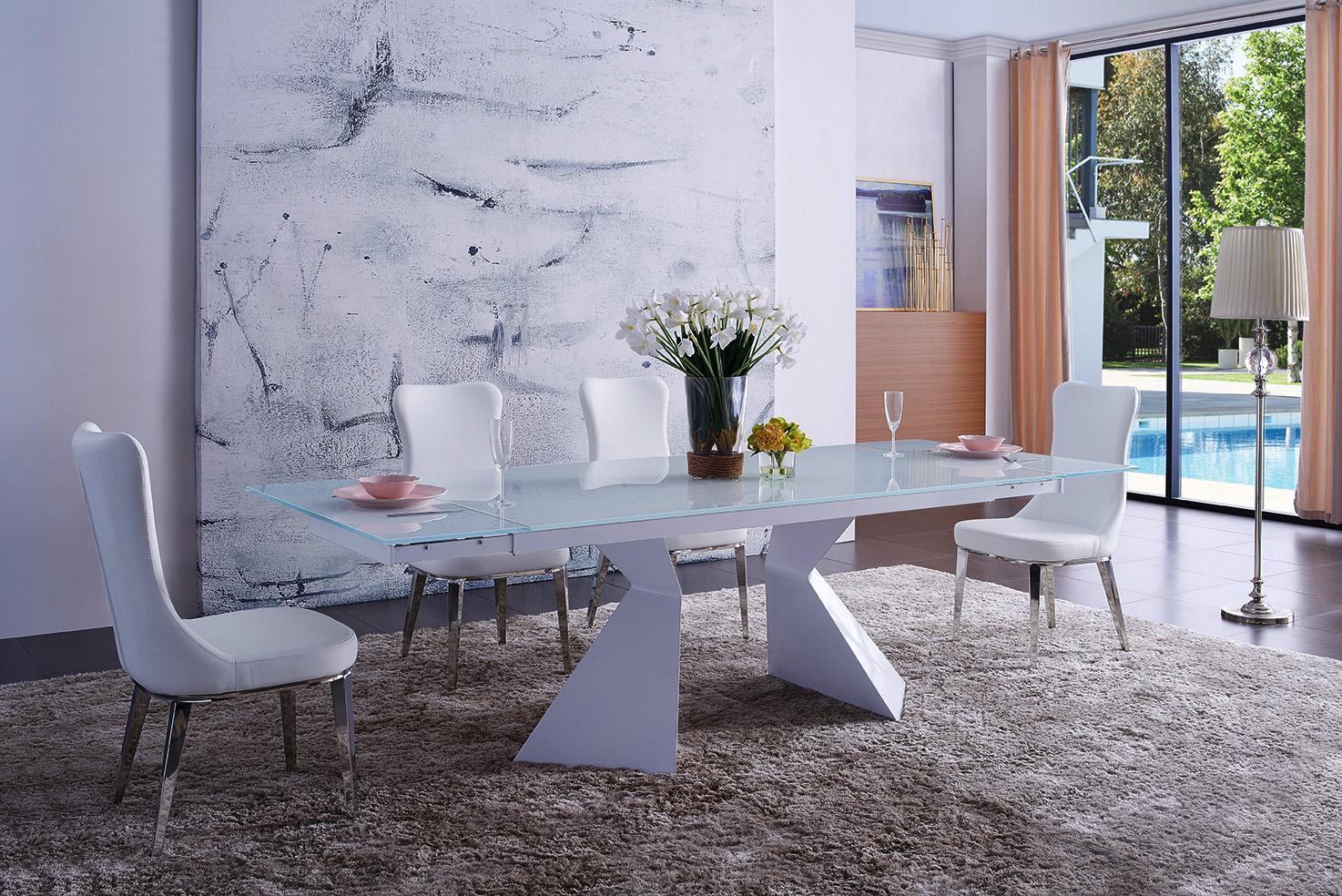 

    
White Finish Modern Extandable Dining Table Set 7Pcs Made In Italy ESF 992 DT-6138
