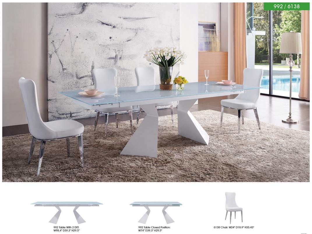 

    
ESF 992 Table and 6138 Chairs Dining Room Set White ESF-992-DT-6138-5PC
