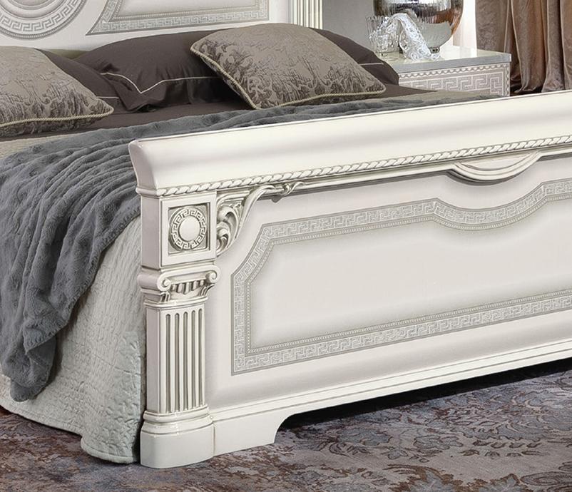 

    
ESF-Aida White-Silver-Q-2NDM-5Pc Glossy White Silver Finish Queen Platform Bedroom Set 5Pcs Made in Italy ESF Aida
