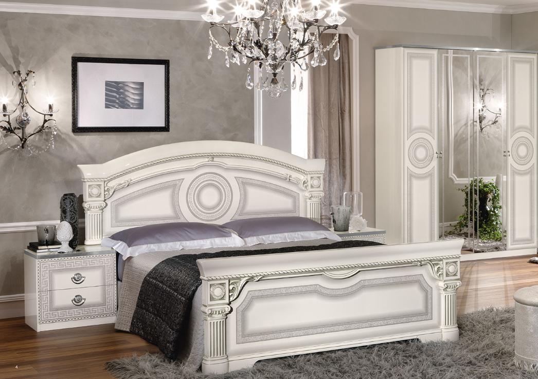 

    
ESF Aida White-Silver-Q Glossy White Silver Finish Queen Bed Traditional Made in Italy ESF Aida
