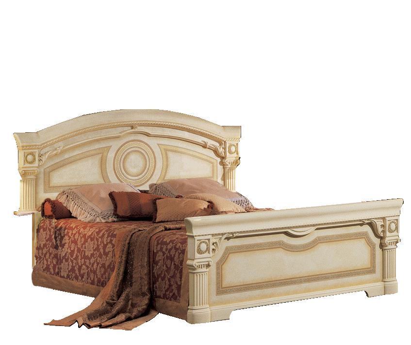 

    
Ivory Gold Lacquer Finish King Bed Made in Italy ESF Aida
