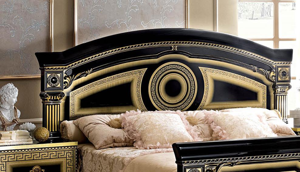 

    
ESF-Aida-EK Black Gold Lacquer Finish King Size Bed Made in Italy ESF Aida
