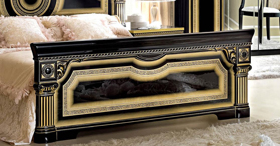 

                    
Buy Black Gold Lacquer Finish King Size Bed Made in Italy ESF Aida
