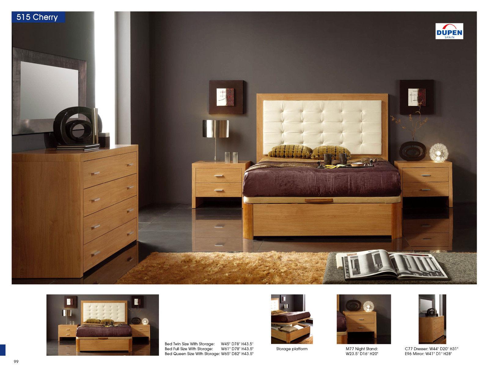 

    
ESF Alicante 515 Cherry Full Storage Bedroom Set 5 Contemporary Made in Spain
