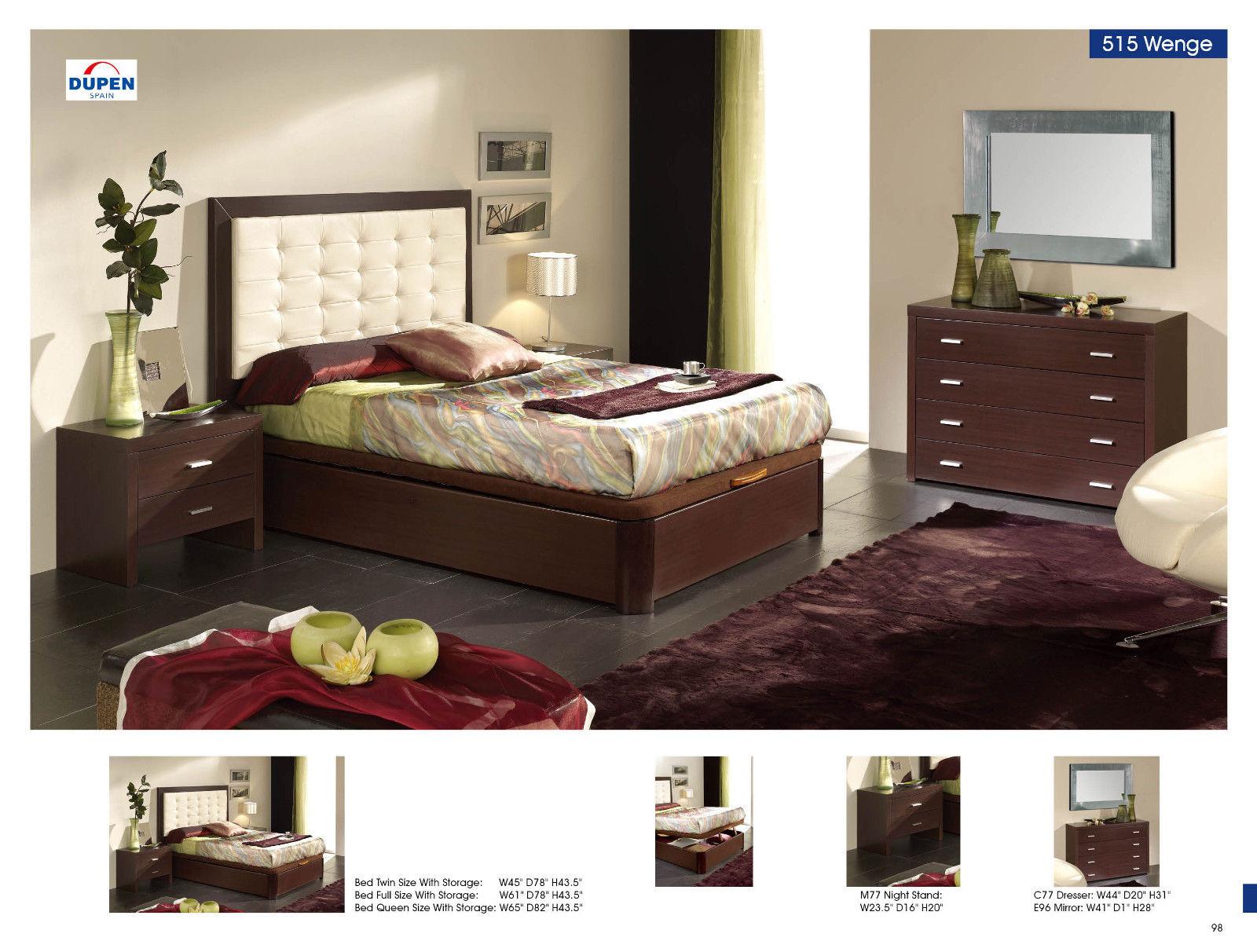

    
ESF Alicante 515 Wenge Full Storage Bedroom Set 5 Contemporary Made in Spain
