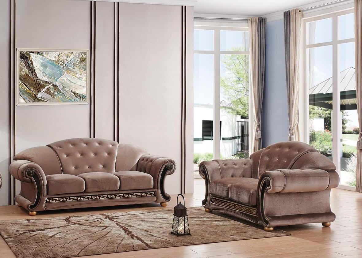 

    
Brown Microfiber Sofa & Loveseat Set 2Pcs Traditional Made in Italy ESF Apolo
