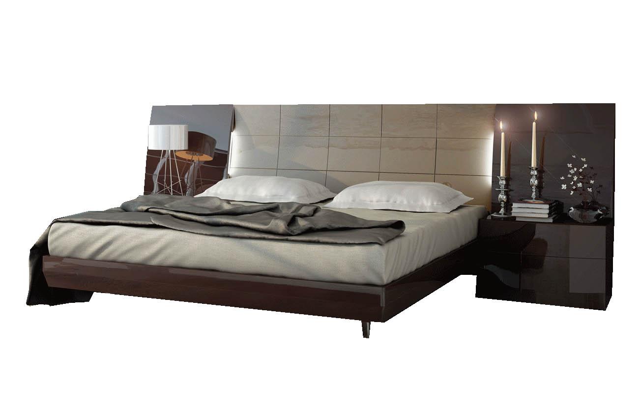 Contemporary Platform Bedroom Set Barcelona ESF-Barcelona-Q-2N-3PC in Ivory, Chocolate 