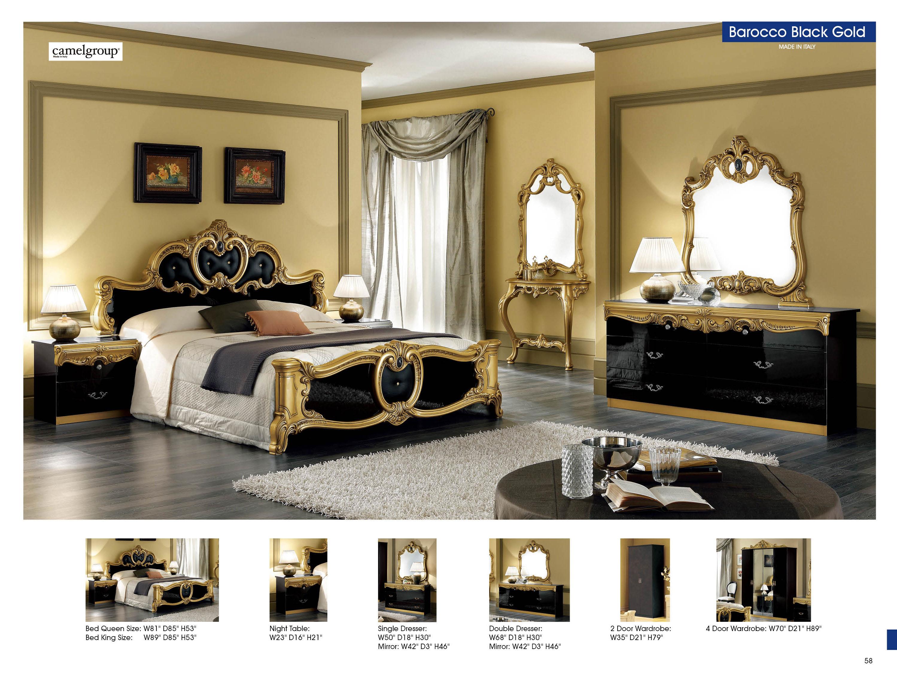 

    
 Order  ESF Barocco Luxury Glossy Black Gold King Bedroom Set 5 Classic Made in Italy
