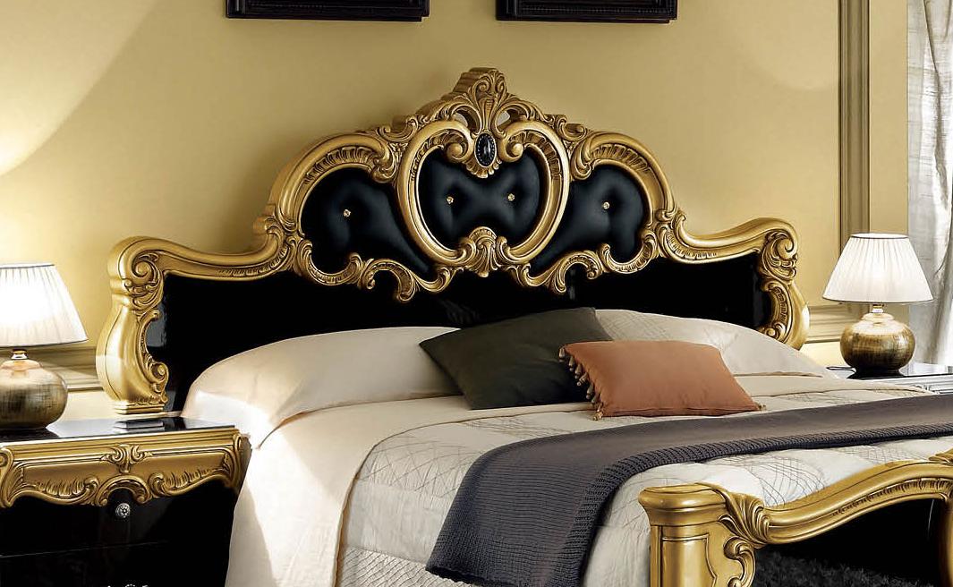 

    
ESF Barocco Luxury Glossy Black Gold Queen Bed Classic Victorian Made in Italy
