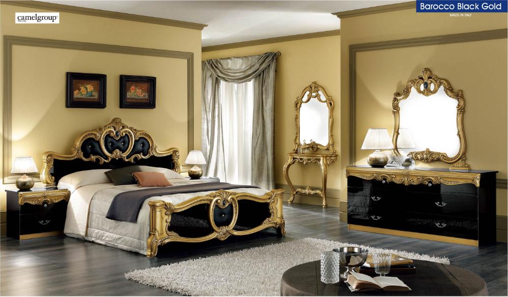 

    
Barocco Black-Gold Panel Bedroom Set
