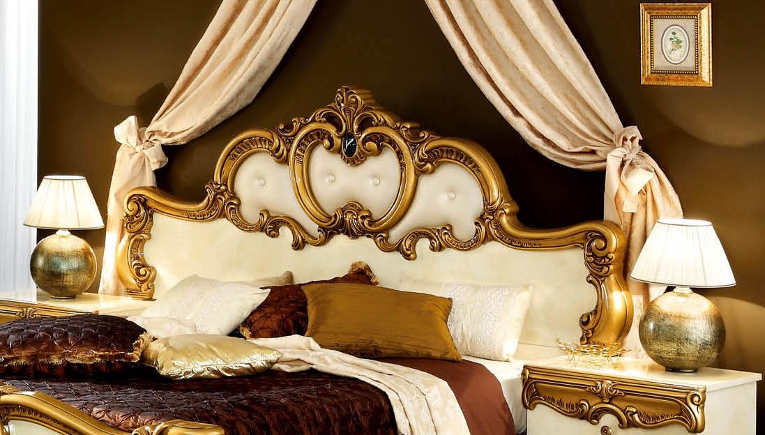 

    
 Order  Luxury Glossy Ivory Gold King Bedroom Set 5Pcs Classic Made in Italy ESF Barocco
