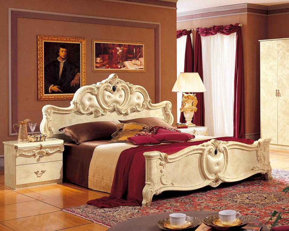 

    
Luxury Glossy Ivory King Bedroom Set 2Pcs Classic Made in Italy ESF Barocco
