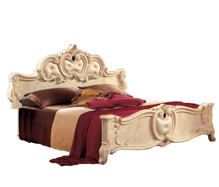

    
Luxury Glossy Ivory Queen Bed Classic Victorian Made in Italy ESF Barocco
