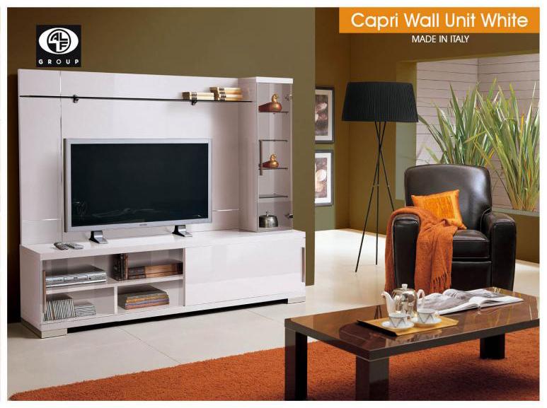 

    
High Gloss White Lacquer Entertainment Unit Made in Italy ESF Capri
