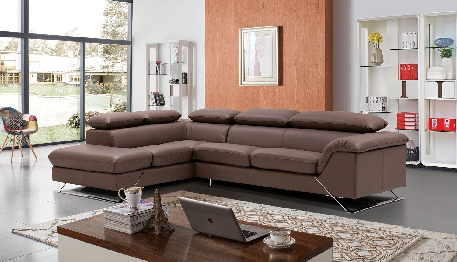 

    
ESF Caracas Full Leather Sectional Sofa Left Hand Chase Contemporary
