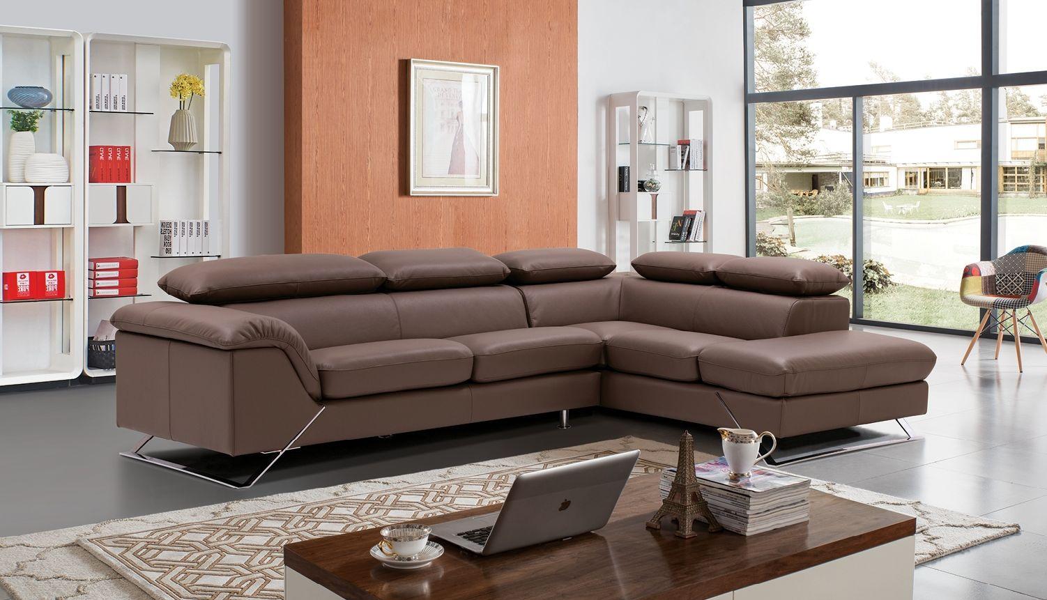 

    
ESF Caracas Full Leather Sectional Sofa Right Hand Chase Contemporary
