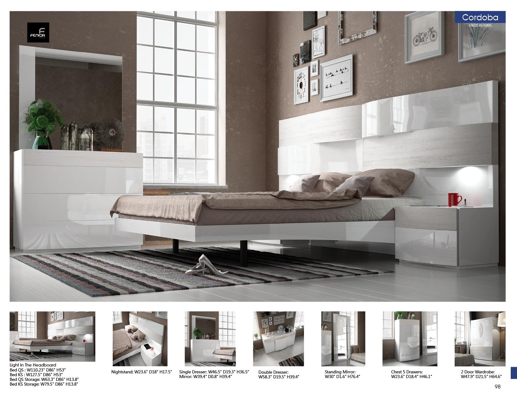 

    
ESF-Cordoba-EK-2NDMC-6PC Glossy White King Bedroom Set 6Pcs w/Chest Contemporary Made in Spain ESF Cordoba
