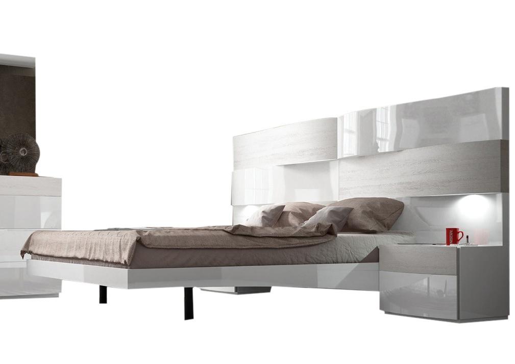 

    
Glossy White Queen Bedroom Set 3Pcs Contemporary Made in Spain ESF Cordoba
