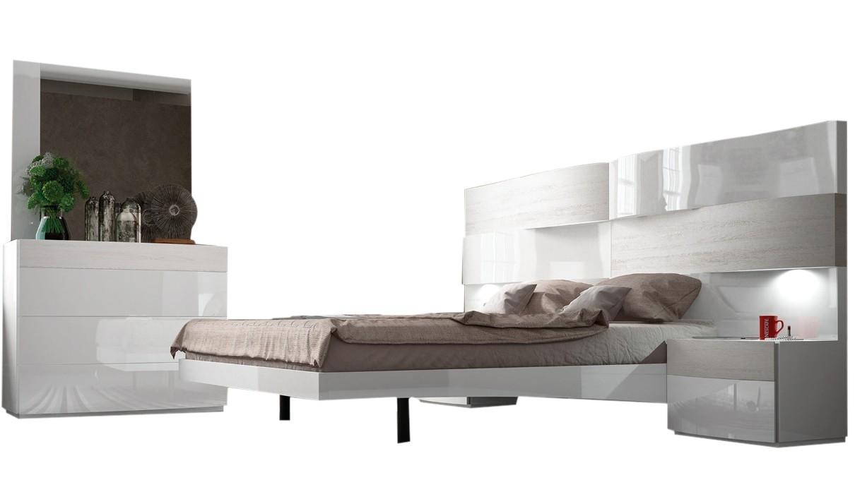 

    
Glossy White Queen Bedroom Set 5Pcs Contemporary Made in Spain ESF Cordoba

