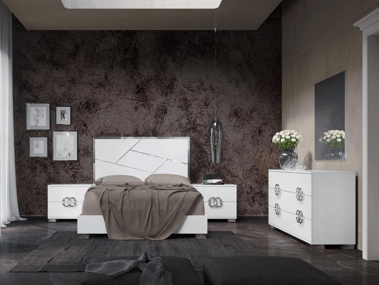 Contemporary Platform Bedroom Set Dafne ESF-Dafne-EK-2NDM-5PC in White 
