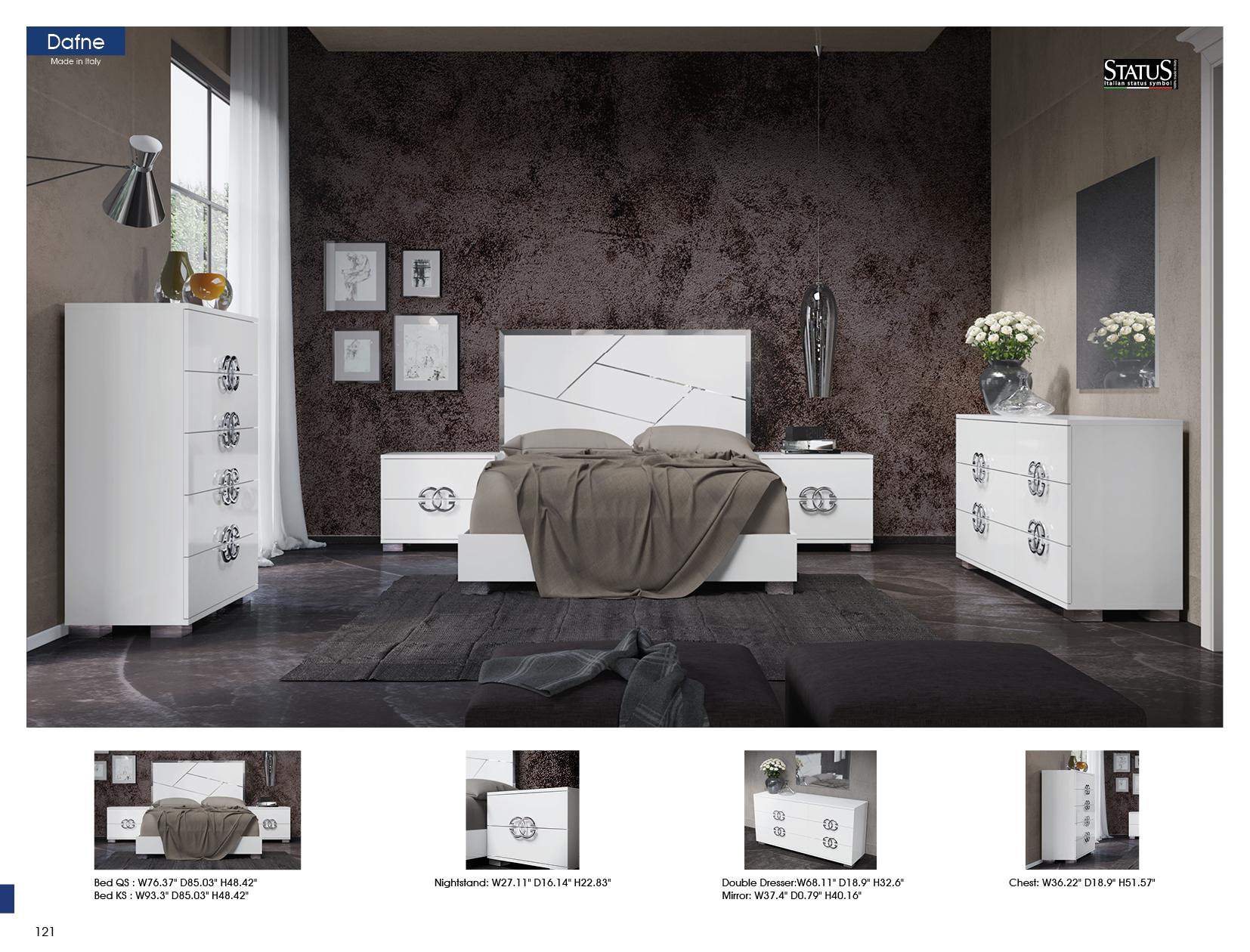 

    
ESF-Dafne-Q-2NDMC-6PC White High Gloss Queen Bedroom Set  6Pcs w/Chest Modern MADE IN ITALY ESF Dafne
