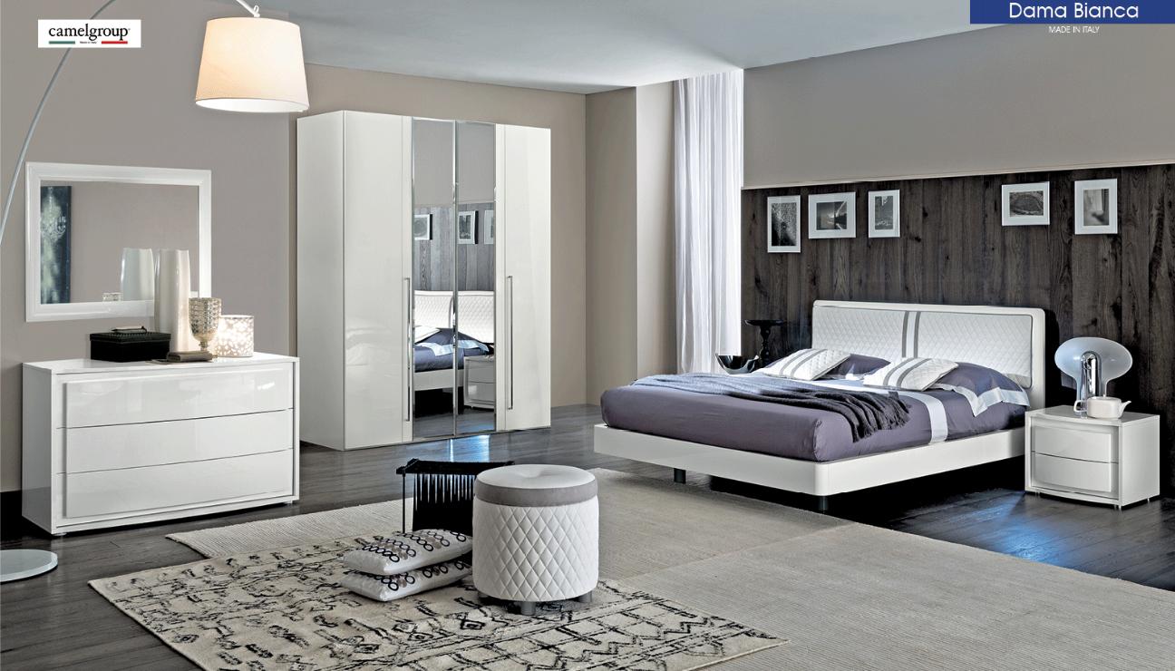 Contemporary Platform Bedroom Set Dama Bianca ESF-Dama Bianca-EK-2NDM-5PC in White Eco-Leather