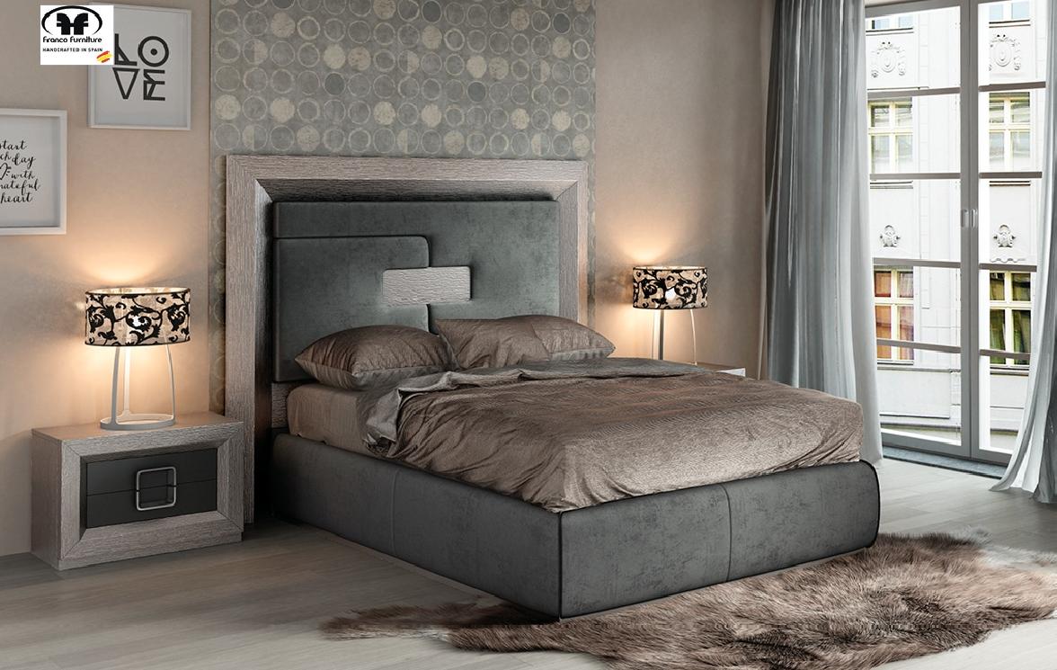 

    
Gray High Headboard King Bedroom Set 3Pcs Modern Made In Spain ESF Enzo

